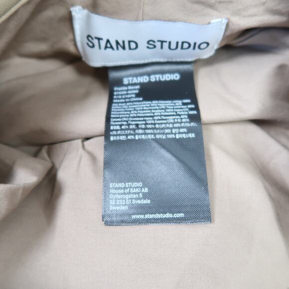 Stand Studio Freida Tan Faux Leather Beret Hat main image 6